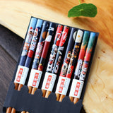 HULIANFU Reusable 5 Pair Set Handmade Bamboo Japanese Natural Wood Chopsticks Sushi Food Cat Flower Multi color Wooden Chop sticks