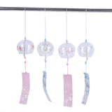 HULIANFU Japanese Style Glass Wind Chimes Hanging Craft Wind Bell Home Decor Sakura Cherry Blossom Pattern