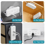 HULIANFU Self-Adhesive Power Strip Holder with Cable Organizer, Wall Mount Patch Panel Socket Holder Home Organizer Remote Holder