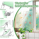 HULIANFU Privacy Window Film Opaque Non-Adhesive Bird Decals Decorative Glass Covering Static Cling Tint Frosted Window Stickers for Home