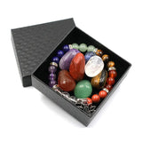 HULIANFU Natural Stone Crystal Gemstone Chakras Healing Quartz Mineral Ornament Home Decoration High Quality Gifts Box 14/10/8/7 PCS/Set