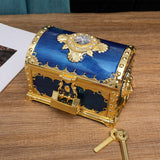 HULIANFU Luxury Golden Double Layers Jewelry Organizer Metal Storage Box Desk Makeup Organizers Box With Drawer Gift For Girl Friend.Z223