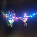 HULIANFU 2023 Luminous Elk Antler Headband Christmas Concert Forest Branch Deer Ear Headgear Hair Accessories Scenic Stage Show Photo Props