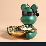 HULIANFU Violent bear statue Tidy Bear Statue With Metal Tray Storage Keys, Candy, Friut Home Ornaments Decoration Table Room Decorations