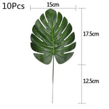 HULIANFU Tropical Palm Leaves Summer Monstera Artificial Silk Turtle Leaves For Home Hawaiian Luau Beach Wedding Party Decor Fake Plants