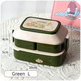 HULIANFU Kawaii Portable Lunch Box For Girls School Kids Plastic Picnic Bento Box Microwave Food Box With Compartments Storage Containers