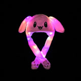 HULIANFU Lovely Luminous/no light Plush Rabbit Hat Funny Play Toy Up Down Moving Bunny Ears Toy Hat Girlfriend Children Gifts