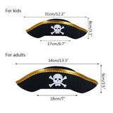 HULIANFU Print Skull Children / Adult Pirate Hat Cosplay Costume Cap Halloween Masquerade Party Performance Pirate Captain Hat Props