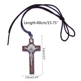 HULIANFU Retro Jesus Cross Necklace Wood Metal Pendant Jewelry Men Women Catholic Religious Christian Charm Gift High Quality