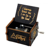 HULIANFU New Black Castle In The Sky Queen  Music Box Wooden Music Box Birthday Gift Antique Carved Wooden Handle