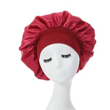 HULIANFU Women Night Sleep Hair Caps Silky Bonnet Satin Double Layer Adjust Head Cover Hat For Curly Springy Hair Styling Accessories