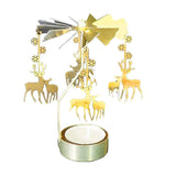 HULIANFU Silver Gold Candlesticks Rotating Romantic Rotation Spinning Carrousel Tea Light Candle Holder Dinner Wedding Bar Party