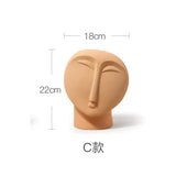 HULIANFU Nordic Ins Minimalist Ceramic Abstract Vase Black and White Human Face Creative Display Room Decorative Figue Head Shape Vase