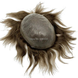 HULIANFU Invisible Knot Natural Hairline Men Toupee 100% Euro-Touch Human Hair Front Toupee