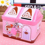 HULIANFU Small House Cute Piggy Bank Money Box Tinplate Saving Bank Best Gift For Children Money Saving Banks Gift