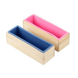 HULIANFU Rectangular Soap Mold Silicone Liner Loaf Mould with Wood Box for Homemade Cold Process 1200g
