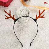 HULIANFU 2023 Christmas Headband Reindeer Antlers Horn Flower Hair Band Clasp Headwear for Kids Adult New Year Navidad Party Halloween Cosplay
