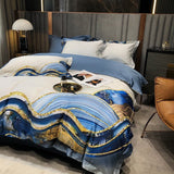 HULIANFU Marble printed Duvet cover Modern Art Abstract 1000TC Egyptian Cotton Soft Bedding Sets 1Duvet Cover+1Bed Sheet+2Pillow Shams