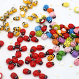 HULIANFU MINI Wood Bee Ladybug Colorful with Glue Home Refrigerator Wall Decoration DIY Handmade Child Gift Party Accessories 50/100pcs