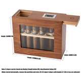 HULIANFU New Wooden Humidor Box For Cigar W/ Hygrometer Humidifier Portable Glass Window Cedar Wood Case Fit 12-25 Cigars Storage Cabinet