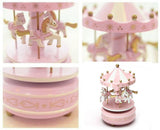 HULIANFU Merry-go-round Music Boxes Geometric Music Baby Room Decoration Gifts Unisex Wooden Christmas Horse Carousel Box Home Decor