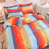 HULIANFU Orange Bedding Set Girls Boys Bed Linen Sheet Plaid Duvet Cover 240x220 Single Double Queen King Quilt Covers Sets Bedclothes