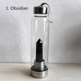 HULIANFU water bottle Drop Shipping Natural Crystal Point Healing Obelisk Wand Elixir Quartz Crystal Water Bottle To wand heals energy st