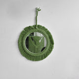 HULIANFU New arrival handmade macrame taperstry with mirror taperstry mirror wall hanging mirror Bohemian mirror