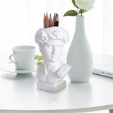 HULIANFU New Creative David Sculpture Resin Pen Holder Desk Organizer Makeup Brush Organizer Flower Pot Vase Resin Art Craft Decor
