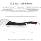 HULIANFU Sowoll Kitchen Knife High Carbon Steel 12.5 Inch Long Chef Knife Forged Vegetable Cooking Cleaver Cutting Slicer Meat Knife Tool