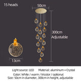 HULIANFU Modern led pendant golden villa staircase living room home decoration chandelier shopping mall crystal rope Chandelier