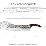 HULIANFU Sowoll Kitchen Knife High Carbon Steel 12.5 Inch Long Chef Knife Forged Vegetable Cooking Cleaver Cutting Slicer Meat Knife Tool
