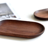 HULIANFU Mini Serving Tray for Jewellery Key Coin Oval Wood Natural Dessert Cup Tray Small Wooden Cheese Plate Tableware Deco