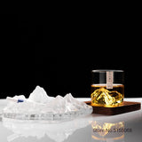 HULIANFU Japan 3D Mountain Whiskey Glass Glacier Old Fashioned Whisky Rock Glasses Whiskey-glass Wooden Gift Box Vodka Cup Wine Tumbler