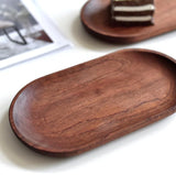 HULIANFU Mini Serving Tray for Jewellery Key Coin Oval Wood Natural Dessert Cup Tray Small Wooden Cheese Plate Tableware Deco