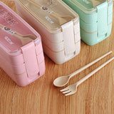 HULIANFU Kitchen 900ml Microwave Lunch Box Wheat Straw Dinnerware Food Storage Container Children Kids School Office Portable Bento Box