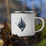 HULIANFU Night Forest Mountain Print Enamel Creative Coffee Tea Water  Milk Cups Camping Mugs Handle Drinkware Vacation Hiking Mug Gifts