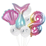 HULIANFU Little Mermaid Party Balloons 32inch Number Foil Balloon Kids Birthday Party Decoration Supplies Baby Shower Decor Helium Globos