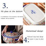 HULIANFU Krusoal Retro Ceramic Handle Salad Bowl Household Oven Breakfast Bake Pan Microwave Bohemia Binaural Soup In-glaze Tableware