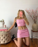 Hulianfu High Quality Summer Crop Top Women Fishbone Double Layer Pink PU Leather Sexy Crop Top Fashion Lady Clubwear Party
