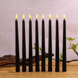 HULIANFU Pack of 6 Black/White LED Birthday Candles,Yellow/Warm White Plastic Flameless Flickering Battery Operated LED Halloween Candles