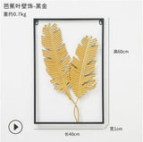 HULIANFU Nordic Metal Leaf Plant Wall Decor Wrought Iron Wall Hanging Non-perforated Wall Mural Living Room Bedroom Home Decoration Hot