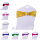 HULIANFU Wedding Spandex Chair Sash Hot Sale Shiny Metallic Lycra Bands Ribbon With Round Buckle Birthday Party Hotel Decoration