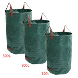 HULIANFU Large Capacity Heavy Duty Garden Waste Bag Durable Reusable Waterproof PP Yard Leaf Weeds Grass Container Storage 120L/300L/500L
