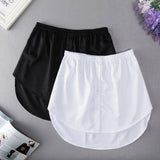 Hulianfu Detachable Underskirt Cotton Shirt Extender for Women Irregular False Skirt Tail Blouse Hem Plaid Mini Skirt Extender Hemline