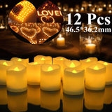 HULIANFU Pack of 12/24 Flickering Remote Control Candles Warm White/Yellow Electric Flameless Tealights For Valentine  Day Decoration