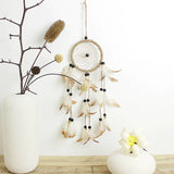 HULIANFU Original silver gray dream catcher 2 ring Indian feather hanging art gifts to bestie friends creative valentine's day gifts