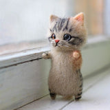 HULIANFU Unfinished Fashion Siamese Hawksbail Tabby Civet Cat Kitty Wool Doll Women Handmade Needle Felt Kit Package DIY Gift For Kids