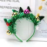 HULIANFU 2023 LED Light Christmas Headband Foil Tinsel Snowflake Ball Elven Feet New Year Hair Accessories For Girls Christmas Headband Light