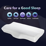 HULIANFU Memory Foam Bed Orthopedic Pillow Neck Protection Slow Rebound Memory Pillow Butterfly Shaped Health Cervical Neck Size 60/50 cm